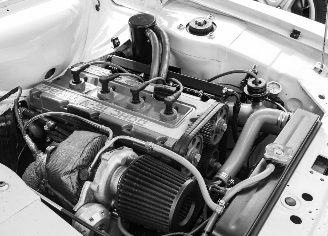 automotive turbocharger wastegate actuator close-up technical view