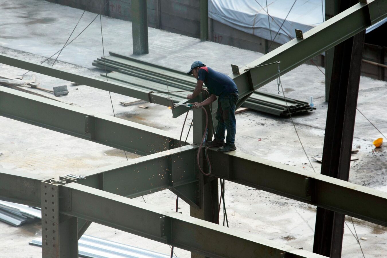 detailed view of welded steel engine subframe structure