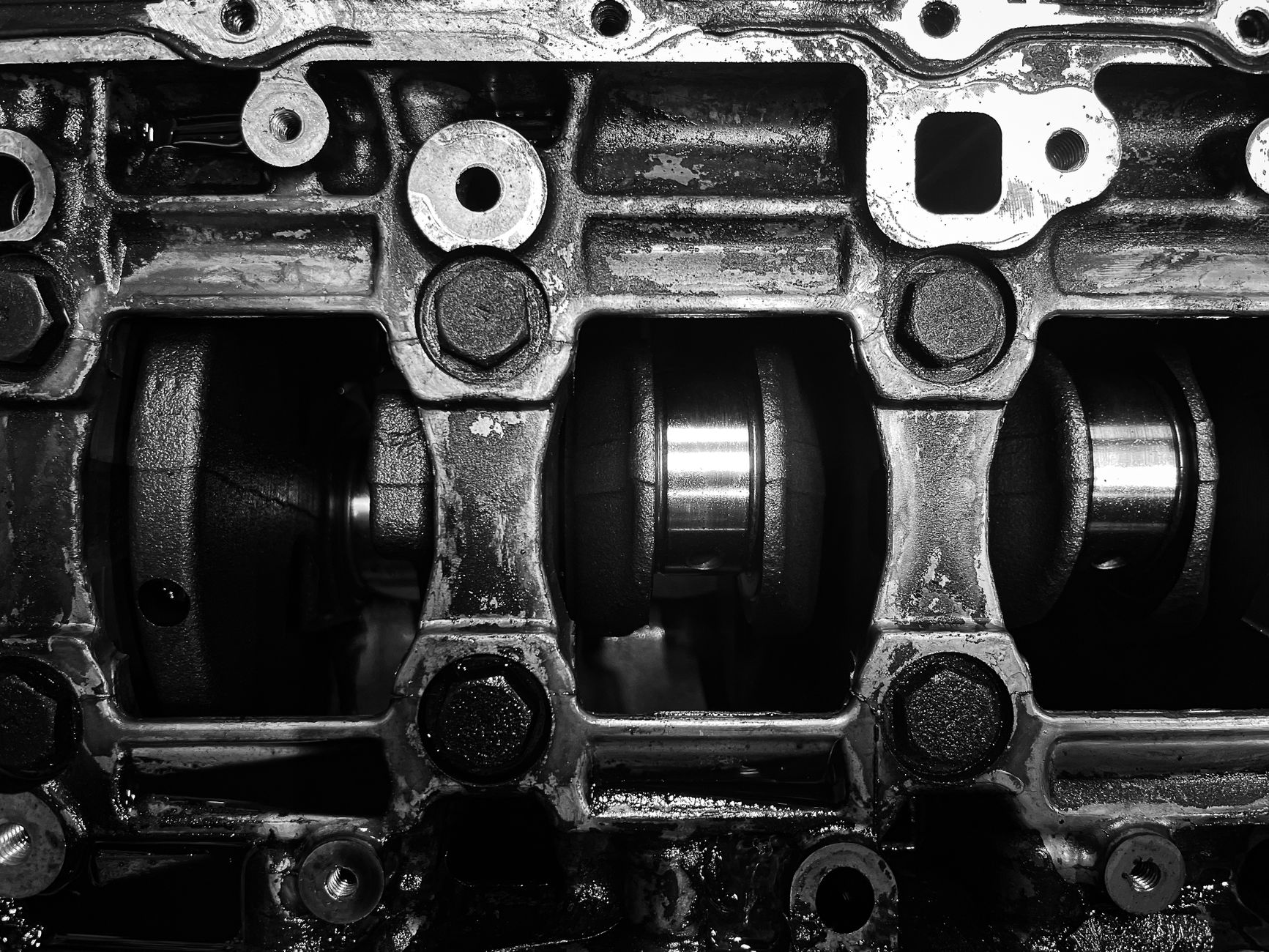 Paliers de vilebrequin sur un bloc moteur