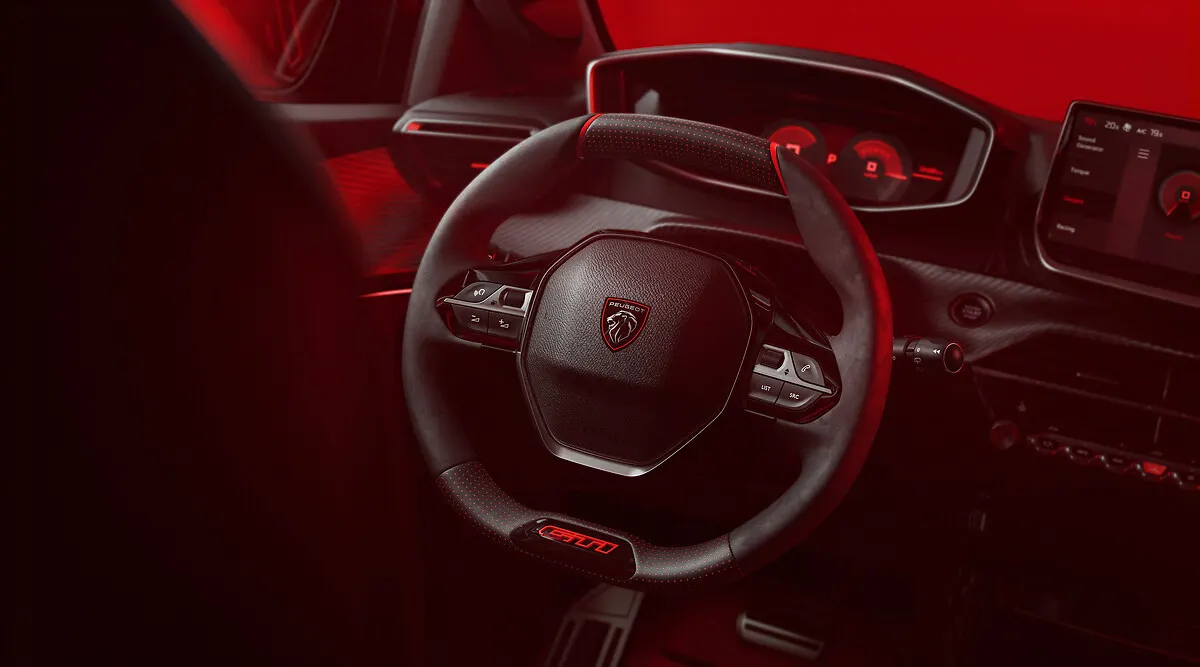 Peugeot E-208 GTi, volant et combiné numérique